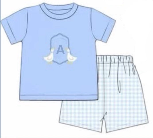 RTS: Silly Goose Crest-Boys Knit Angled Short Set “A”
