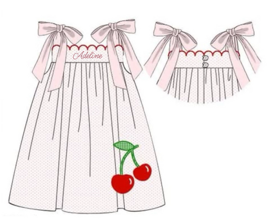 RTS: Burris’s Cherries- Girls Knit Dress “Adeline”