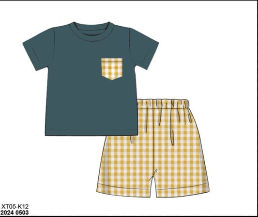 RTS: Linen Sunflowers- Boys Short Set