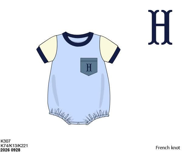 Pre Order 151: French Knot Colorblock- Boys French Knot Bubble