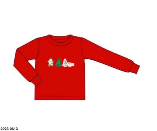 RTS: Shirt Only- Boys Christmas Snacks Applique
