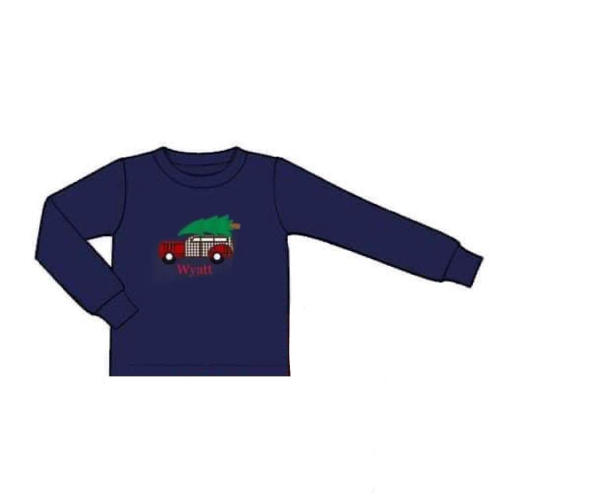 RTS: Shirt Only- Boys Vintage Car With Tree