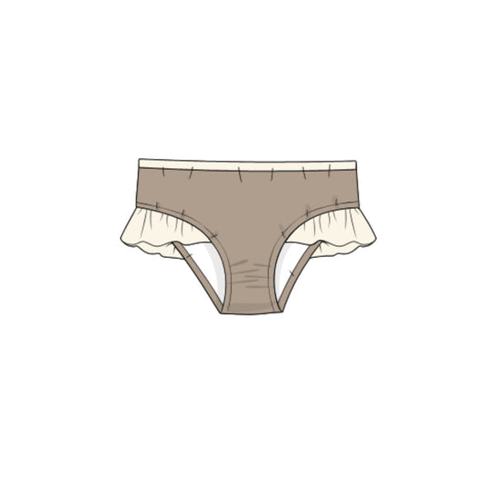 RTS: Fiji Sands- Girls Brown Ruffle Rash Guard Bottoms