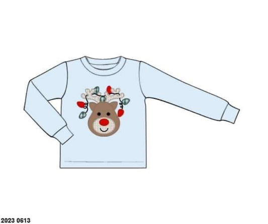 RTS: Shirt Only- Boys Reindeer Applique