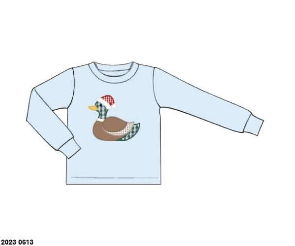 RTS: Shirt Only- Boys Christmas Duck Applique