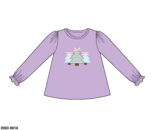 RTS: Shirt Only- Girls Trio Tree Applique