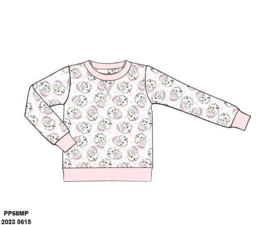 RTS: Mom/Kids Knit Pullovers- Pink Vintage Santa