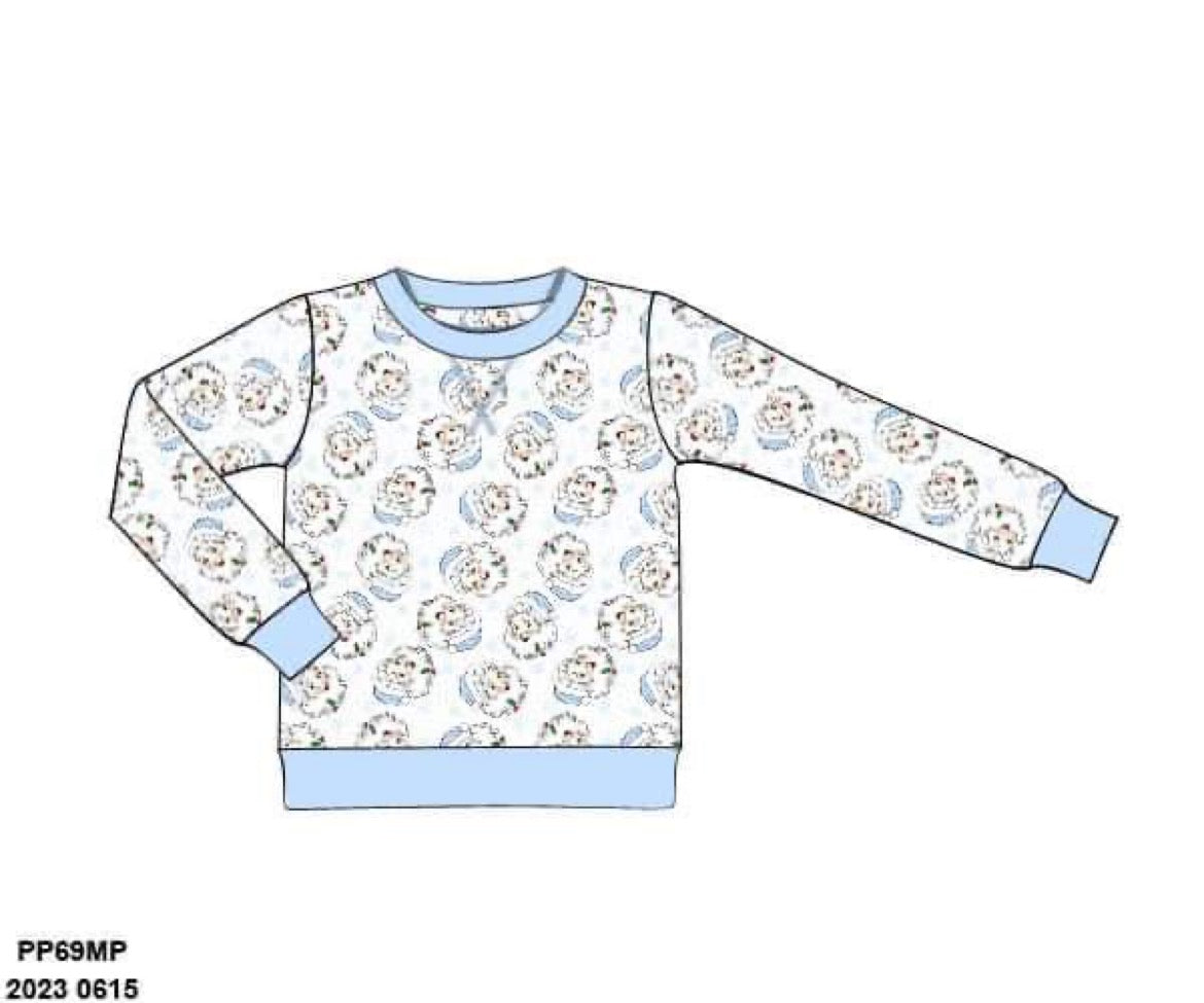 RTS: Mom/Kids Knit Pullovers- Blue Vintage Santa