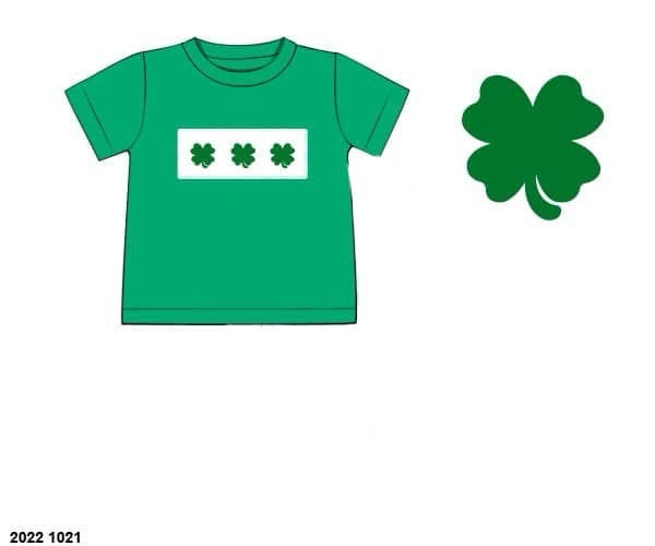 Pre Order 133: St. Patrick's Shirt Only- Boys Smock Clover Shirt