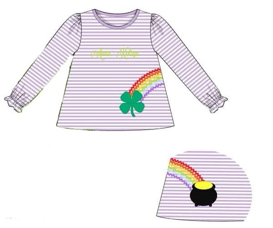 Pre Order 133: St. Patrick's Shirt Only- Girls Pot of Gold Shirt