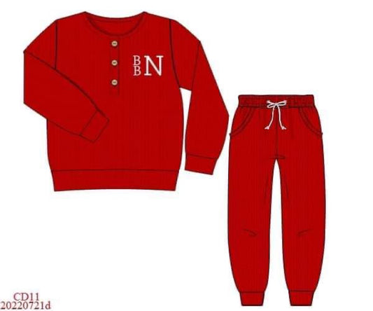 RTS: Christmas Sweaters- Unisex/Adult Red Jogger Set (No Monogram)