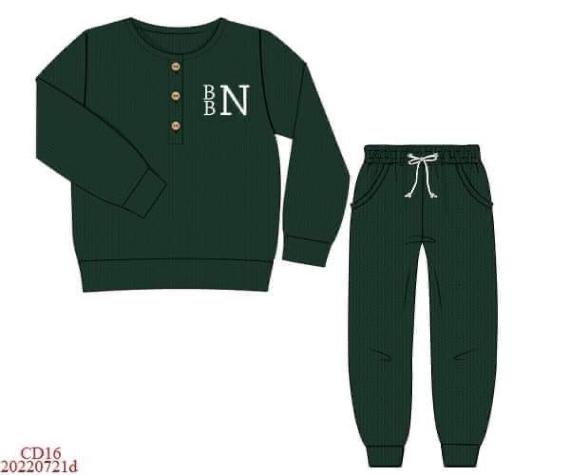 RTS: Christmas Sweaters- Unisex/Adult Green Jogger Set (No Monogram)