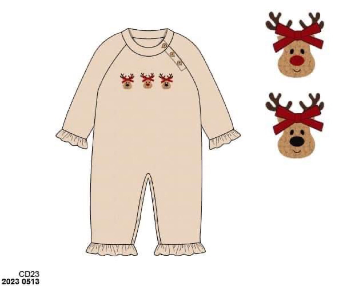 RTS: Christmas Sweaters- Girls Reindeer Romper
