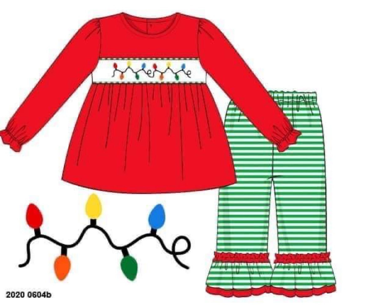 RTS: Rerun Christmas Lights- Girls Knit Pant Set