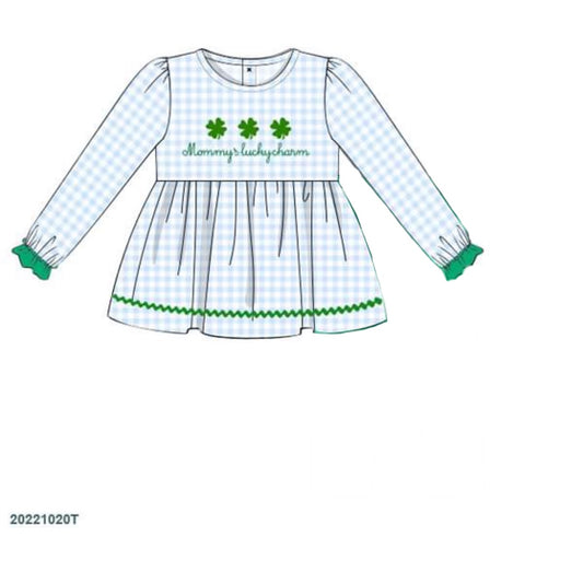 Pre Order 133: St. Patrick's Shirt Only- Girls French Knot Mommy's Lucky Charm Shirt