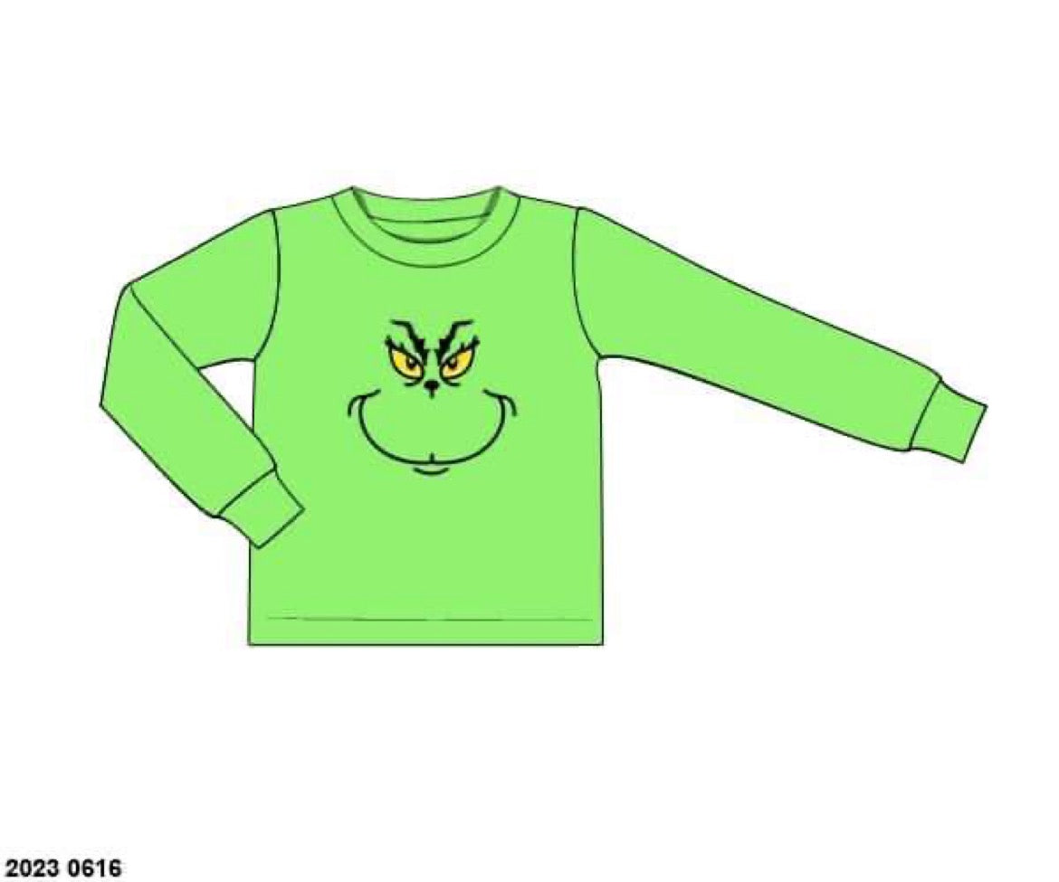 RTS: Mean Face- Boys Lime Green Face Shirt