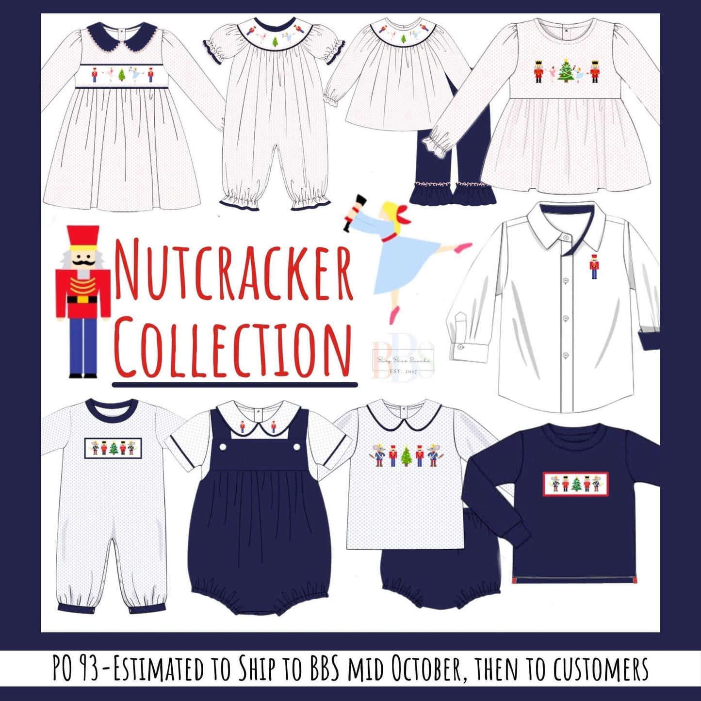 RTS: Smocked Nutcracker- Girls Embroidered Knit Shirt