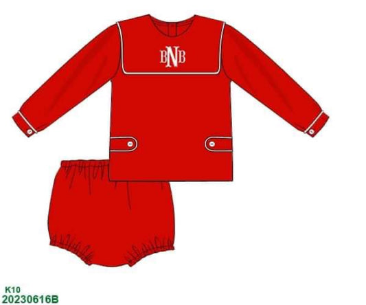 RTS: Christmas Red Knit- Boys Knit Diaper Set (No Monogram)