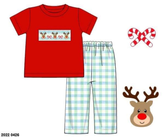 RTS: Sellers Reindeer- Boys Knit Pant Set