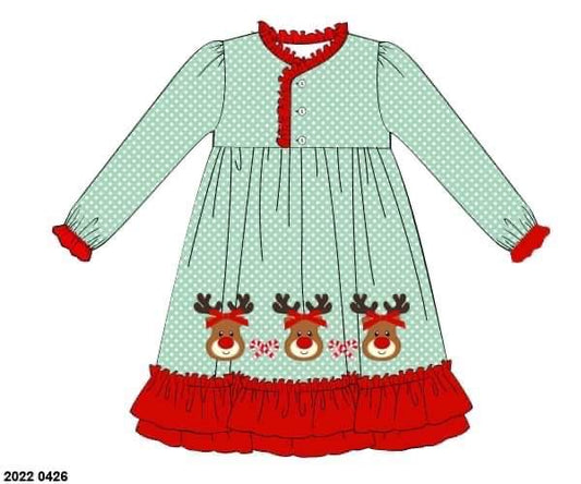 RTS: Sellers Reindeer- Girls Knit Gown