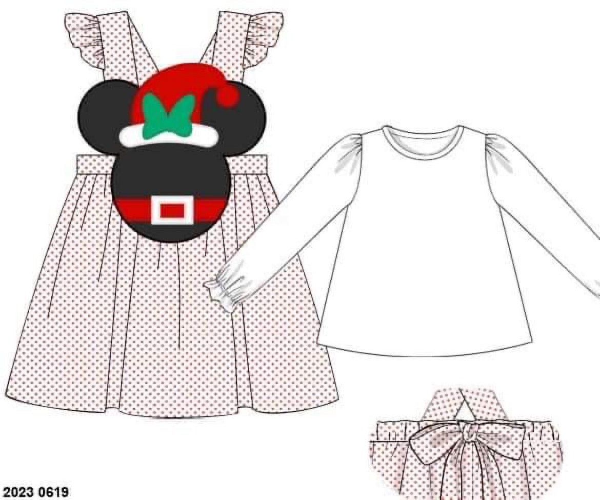 RTS: Merry Mouse Head- Girls 2pc Knit Dress