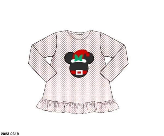 RTS: Merry Mouse Head- Girls Knit Shirt