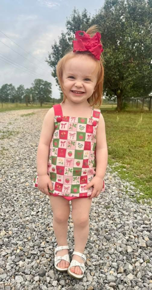 RTS: Girls Only- Strawberry Patchwork Bloomer Set