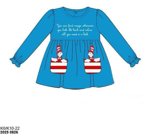 Pre Order 133: Book Shirts- Girls Feline Pocket Shirt