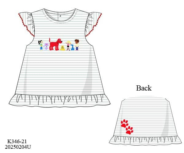Pre Order 133: Book Shirts- Girls Red Puppy Knit Shirt