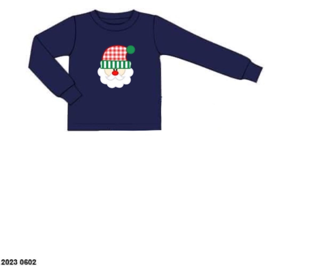 RTS: Rerun Santa Applique- Boys Knit Shirt