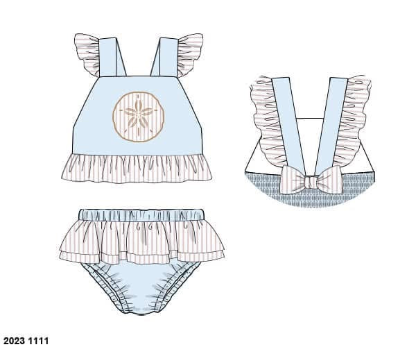 Pre Order 151: Dana’s Dollars- Girls Appliqué 2pc Rashguard Swim