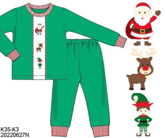 RTS: Fun Pjs- Boys Santa, Elf, Reindeer 2pc