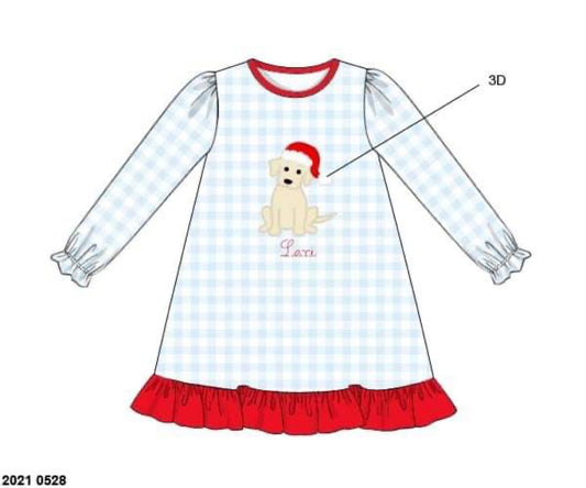 RTS: Fun Pjs- Girls Christmas Puppy Knit Gown (No Monogram)