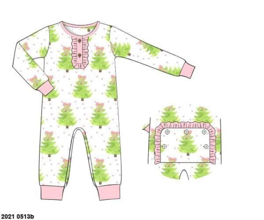 RTS: Watercolor Trees- Girls 1pc Knit Pjs