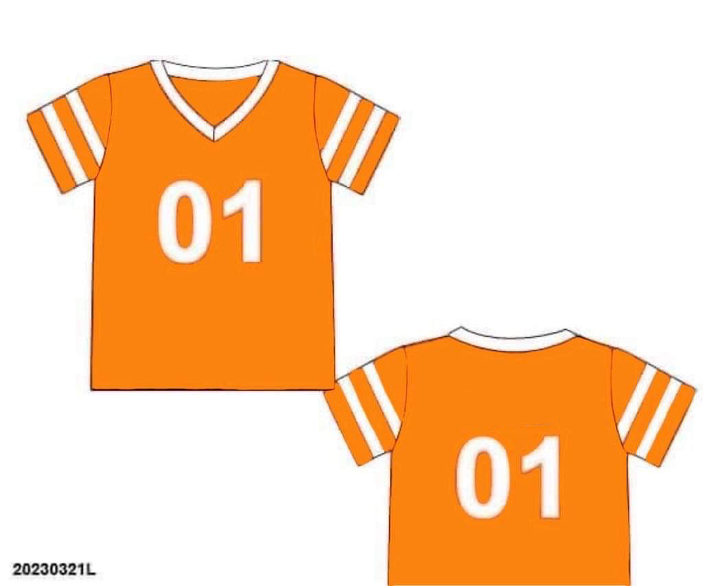 RTS: Team Spirit Collection-  Bright Orange & White Knit Jersey (No Monogram)