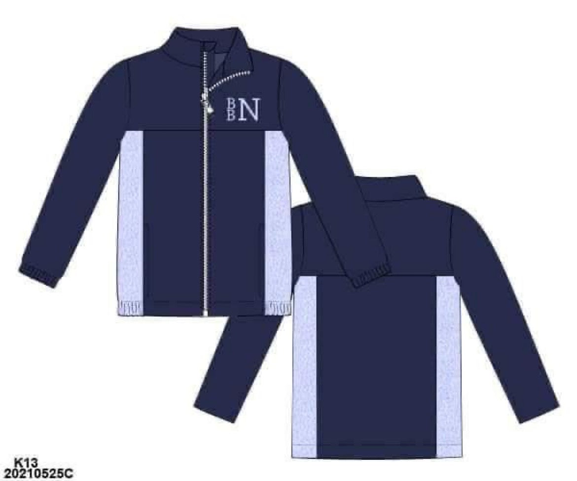 RTS: Cardigans & Jackets- Boys Navy & Blue Fleece Zip (No Monogram)