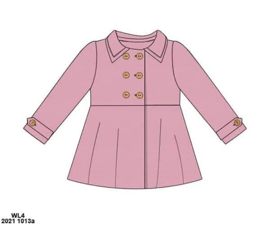 RTS: Cardigans & Jackets- Girls Pink Wool Pea Coat