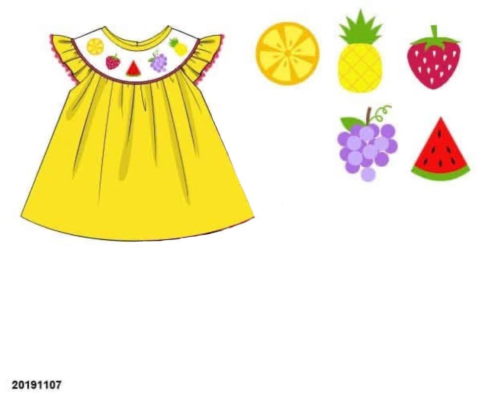 RTS: For the Girls- Smocked Fruit Knit Shirt