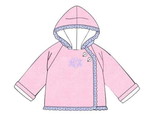 RTS: Cardigans & Jackets- Girls Pink & Blue 2 Button Fleece (No Monogram)