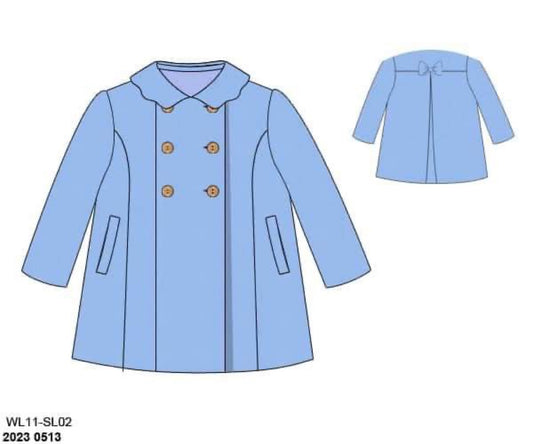 RTS: Cardigans & Jackets- Girls / Mom Blue Wool Pea Coat
