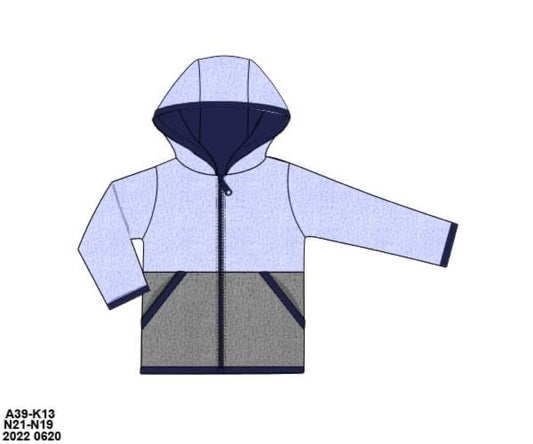 RTS: Cardigans & Jackets- Boys Blue & Grey Fleece Zip