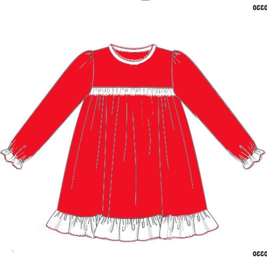 RTS: Red & White Pjs- Girls Red Knit Gown