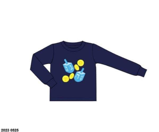 RTS: Hanukkah- Boys Knit Applique Shirt