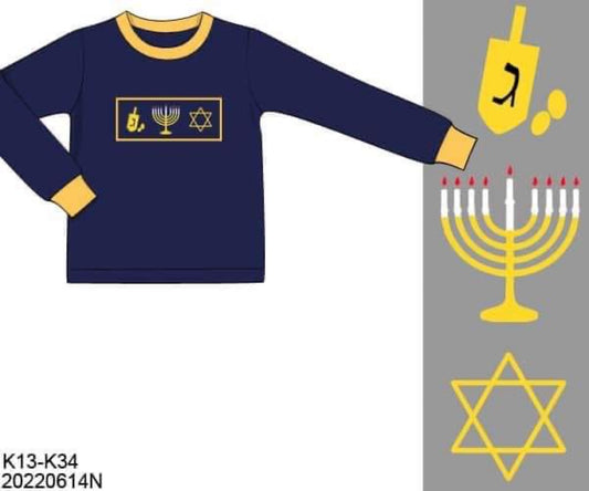 RTS: Hanukkah- Boys Knit Smocked Shirt