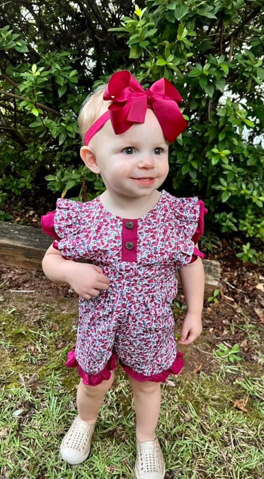 RTS: Plum Floral Collection- Girls Woven Romper