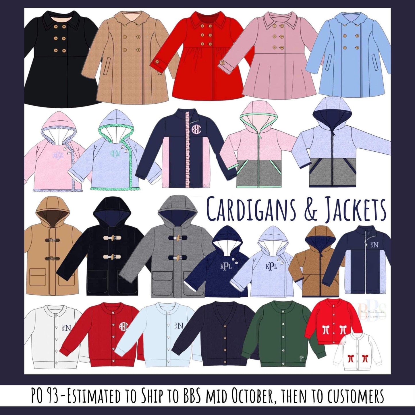 RTS: Cardigans & Jackets- Boys Navy & Blue Fleece Zip (No Monogram)