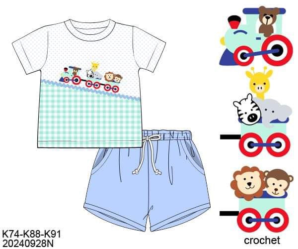 RTS: Zoo Train- Boys Knit Shortie Set