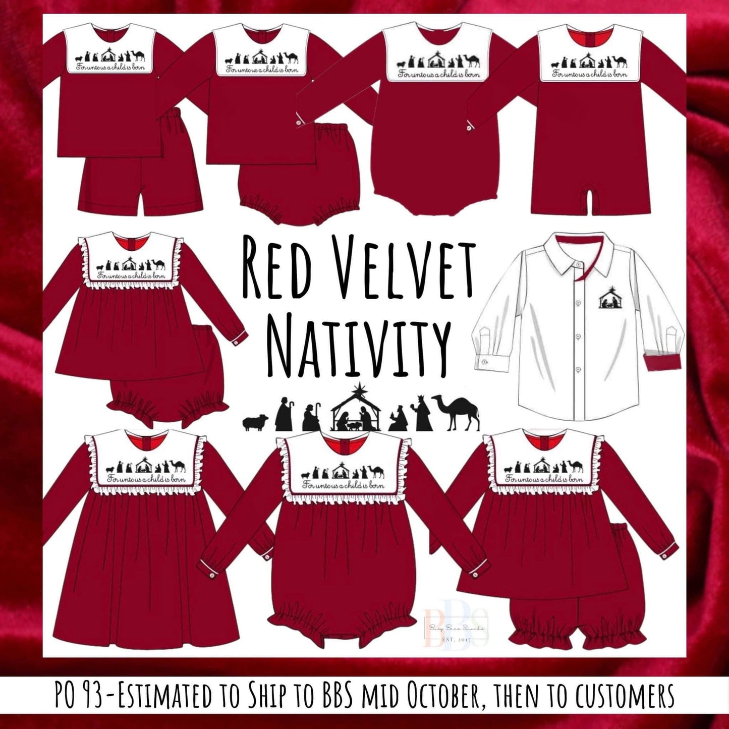RTS: Red Velvet Nativity- Boys Short Set