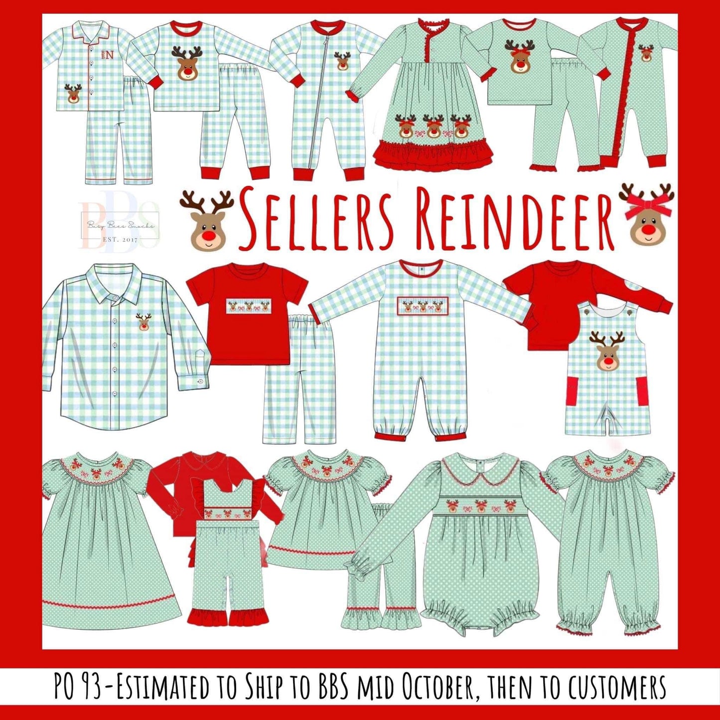 RTS: Sellers Reindeer- Girls 2pc Knit Pjs