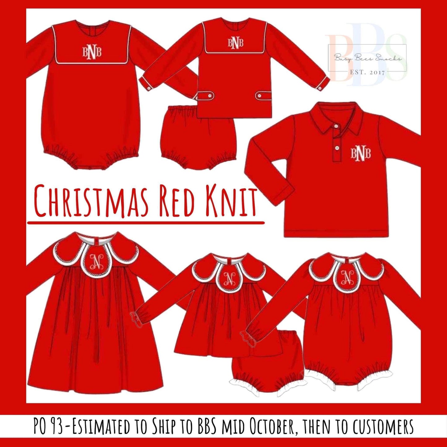 RTS: Christmas Red Knit- Boys Knit Polo (No Monogram)